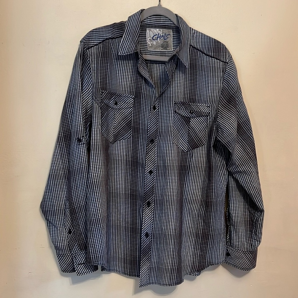 Chalc button down checked pattern 2 pocket shirt